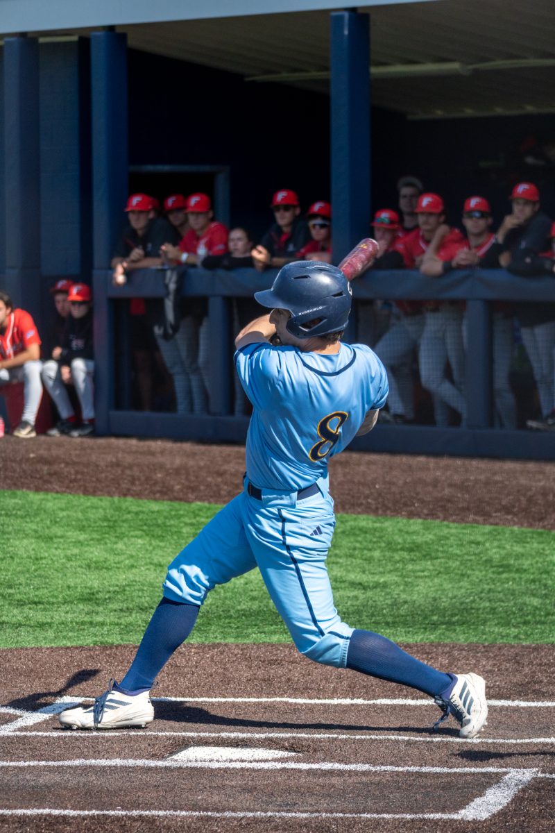 Alex Irizarry takes a swing vs. Fairfield.